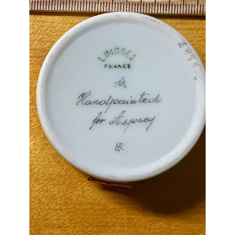 Vintage Limoges France Hand-Painted Porcelain Trinket Box for Asprey London